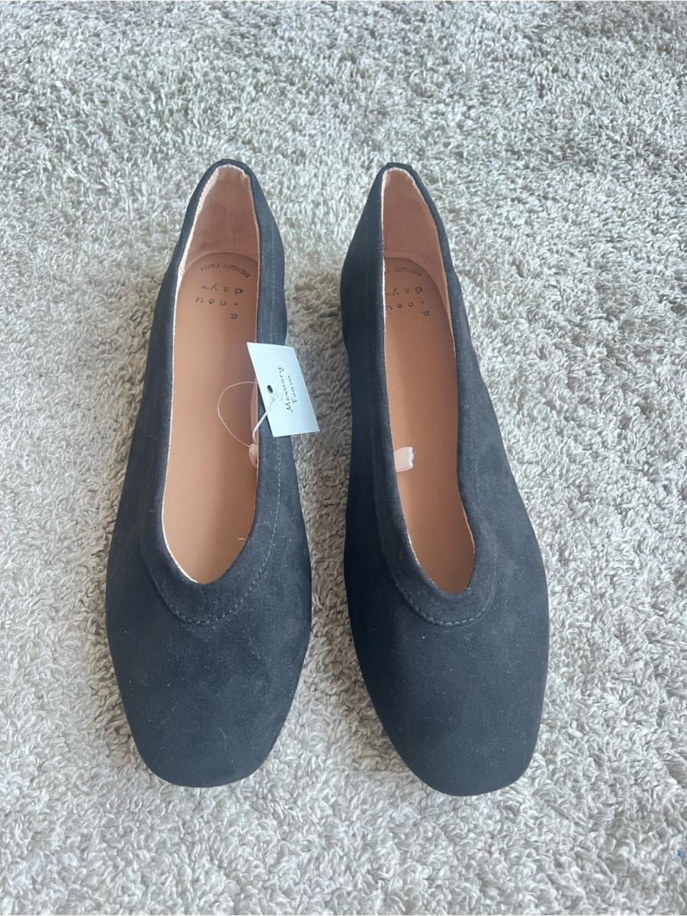 Black Suede Women's Slip-On Flats. Size 9